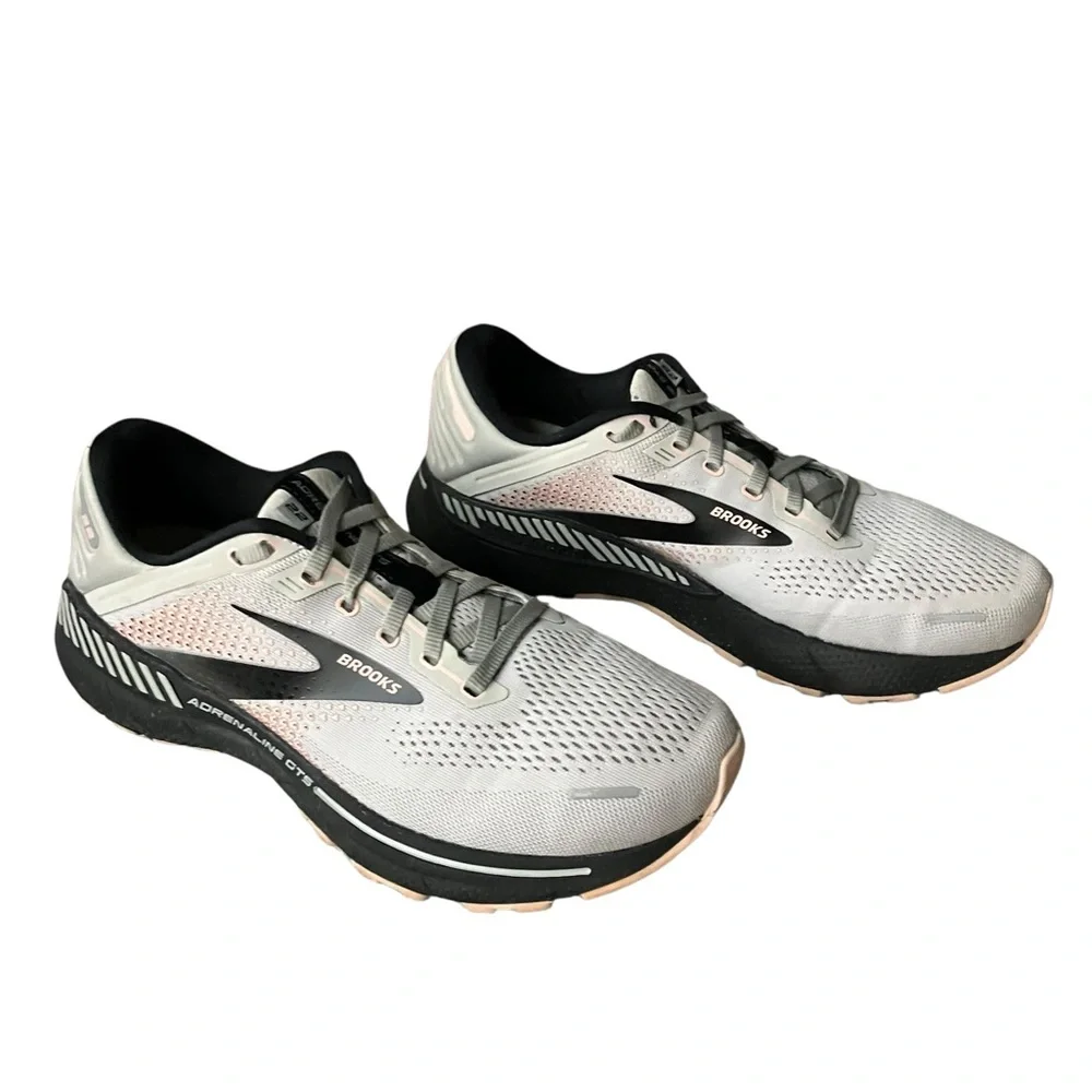 Brooks Adrenaline GTS 22 Women Gray Rose Black Running Sneakers Size 10.5 W - Picture 2 of 14